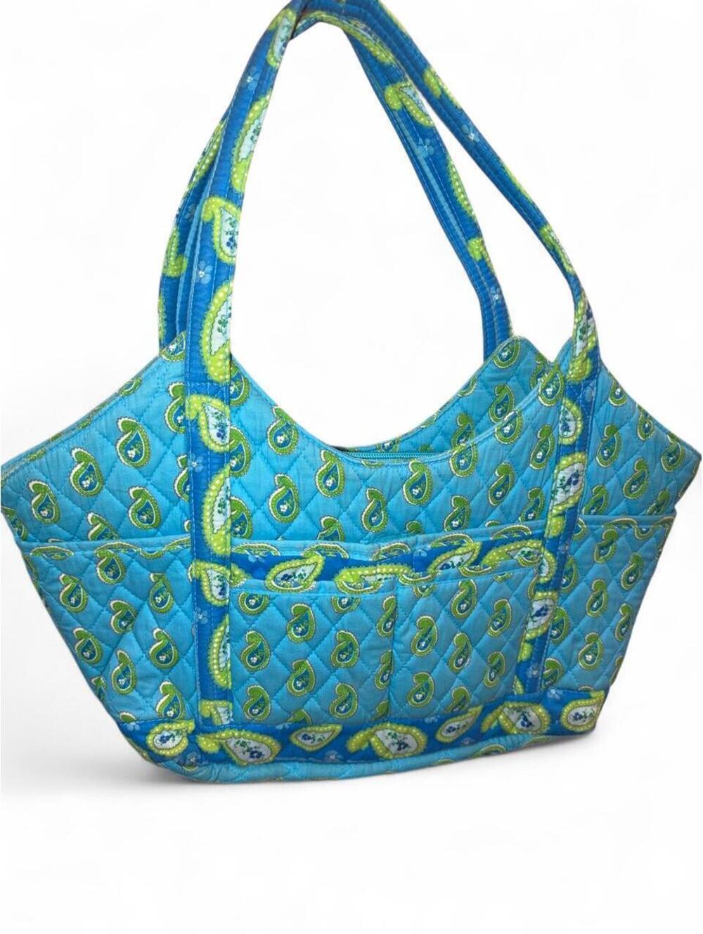 Vintage Vera Bradley Tote Bag - Retired Bermuda Blue Paisley Print